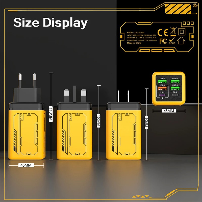 240W 6-Port USB Charger 4USB 2Type C PD3.0 Fast Charging EU UK US iPhone Samsung gallery