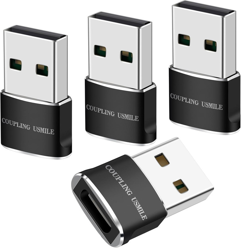 USB to USB C Adapter 4 Packs for iPhone Fast Charging, Transfer and Type C OTG C