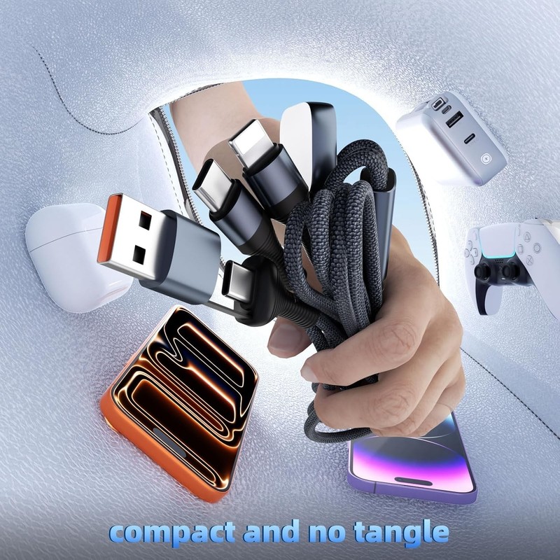 Tangle-Free 4FT Multi Charging Cable for iWatch & iPhone - Travel Essential gallery