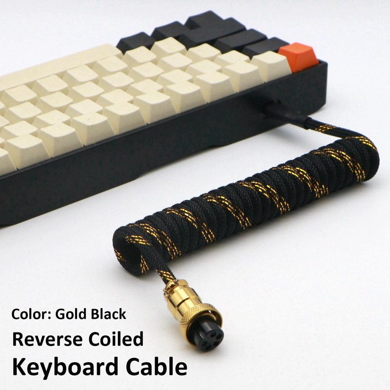 Reverse Coiled -Cable for Gaming Keyboard, Double-Sleeved Mechanical Keyboard... gallery