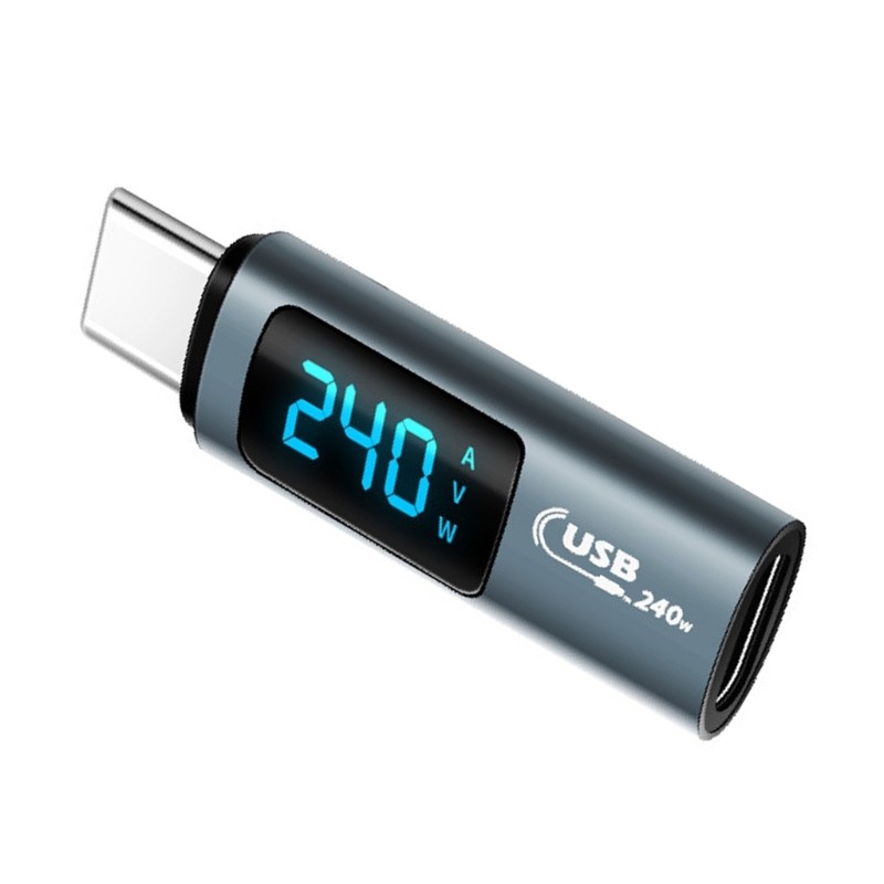 Compact Type C Male To Female Adapter with Digital Current Display for Laptop