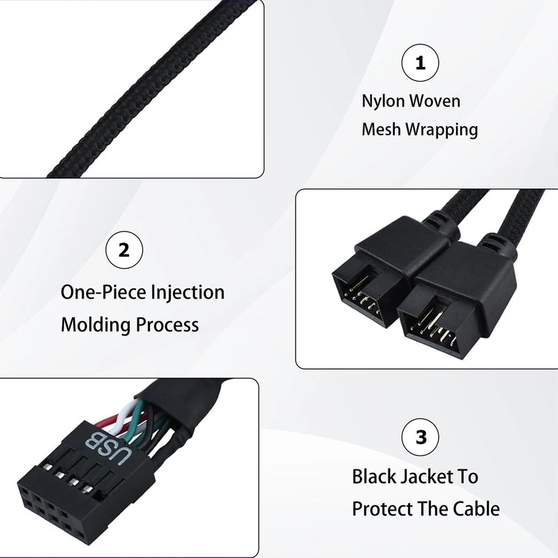 USB Header Splitter,1 to 2 Motherboard USB 2.0 9 Pin Splitter Cable,Internal ... gallery