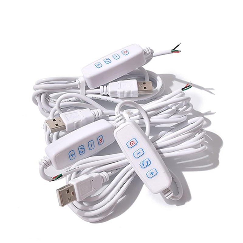 1 Pcs White DC5V USB LED Dimmer Extension Cable with On/Off Switch Adapter LE…