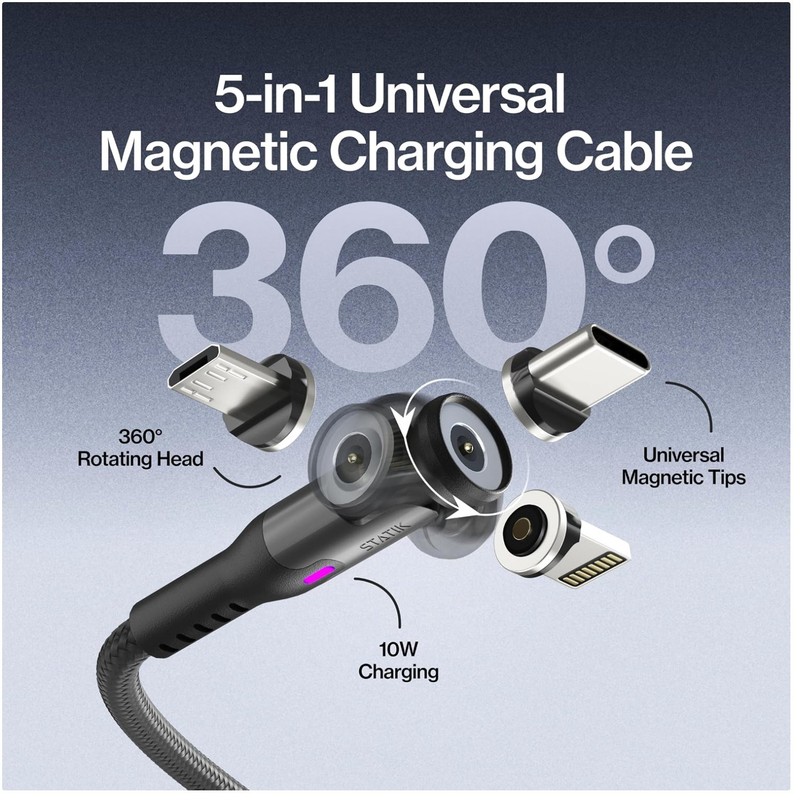 360 Magnetic Charging Cable – 3-in-1 Charger Cord