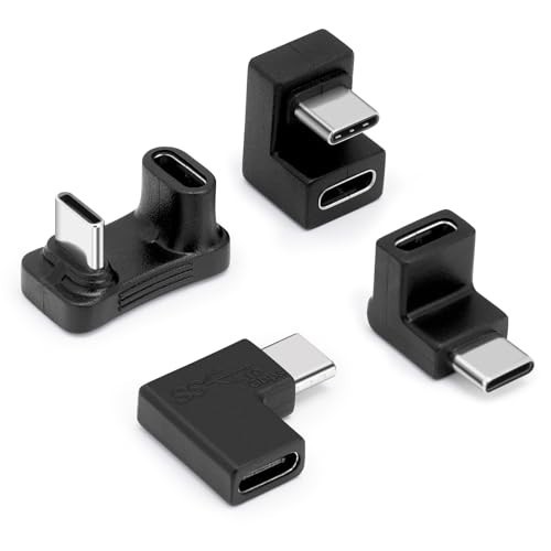 USB C 180 Degree Adapter 4Pack, USB C U Shape Adapter, 180 Degree Angled USB 3.1