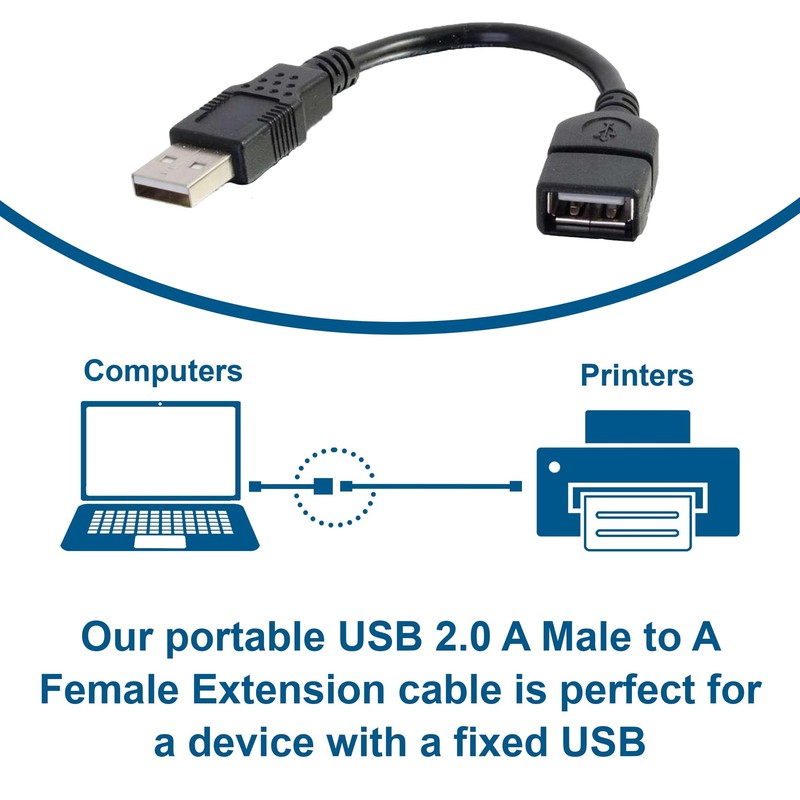 C2G Legrand USB Cable, A to A Short Extension 0.5 Feet, Black gallery