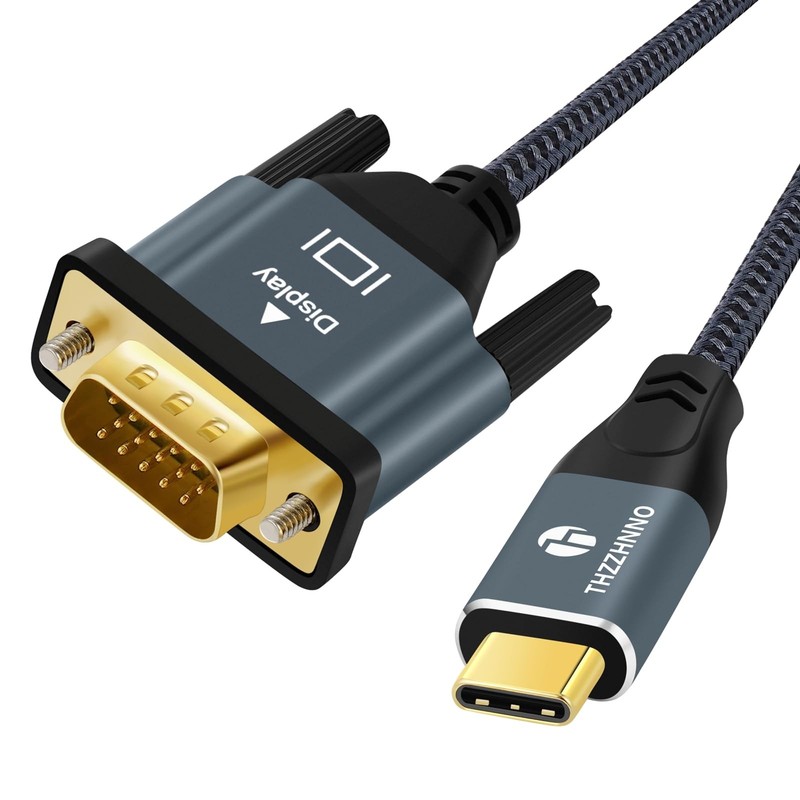 USB C To VGA Cable 10FT Type C Conversion 1080P 60Hz Laptop Projector HDTV