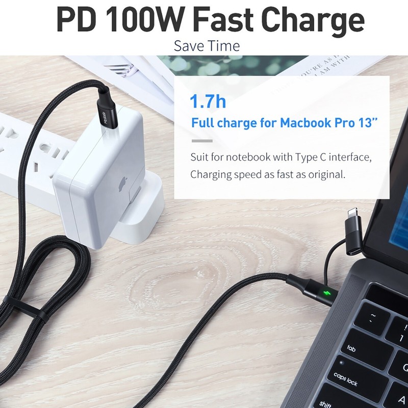 Type-C to Type-C/8 Pin Cable Charger for iPhone 15 14 13 12 Samsung S24 S23 S22+ gallery