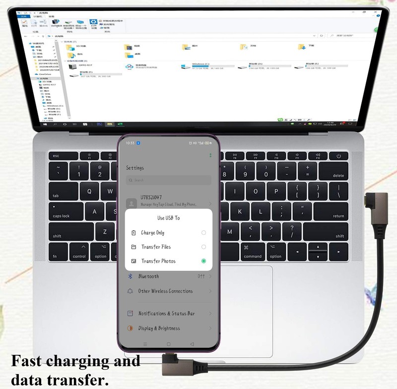 Right Angle USB C to USB C 3.1 Gen 2 Fast Charging Cable - Type C Male to Male ( gallery