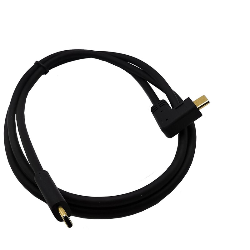 1x USB Type C 90°to Type C Male to Male Adapter Fast Charge Charging Cable 3A 1m gallery