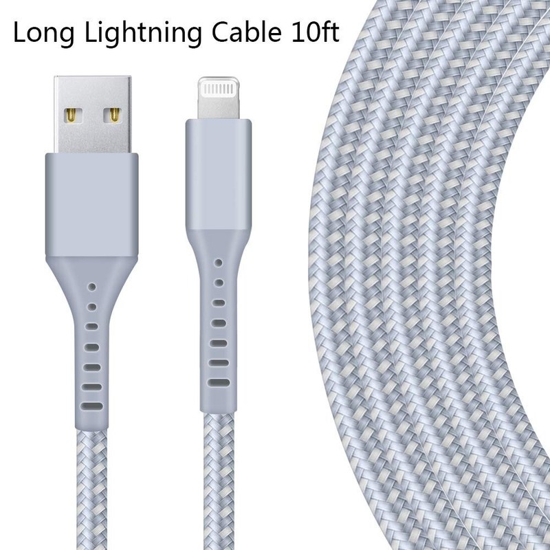 (1) 10ft White&Black USB Data MFI Cable for iPhone 14 13 12 11 Pro M (FVS025728)