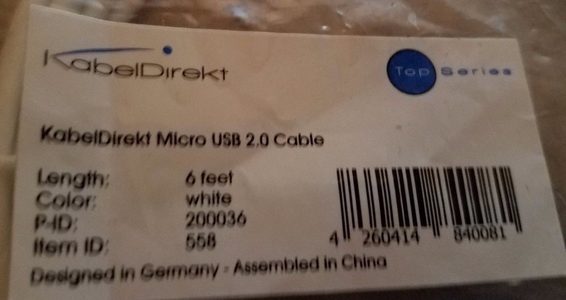 KabelDirekt (6 Foot) Micro USB 2.0 Synch and Charge Cable White - TOP Series gallery