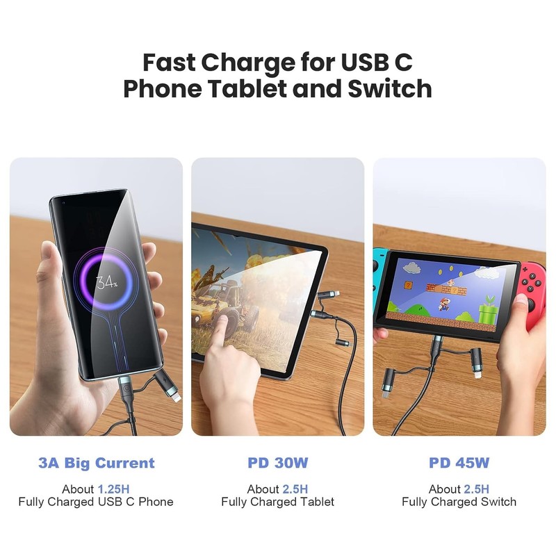 Fast Charging 5-in-1 USB C Cable - 60W Power Delivery gallery