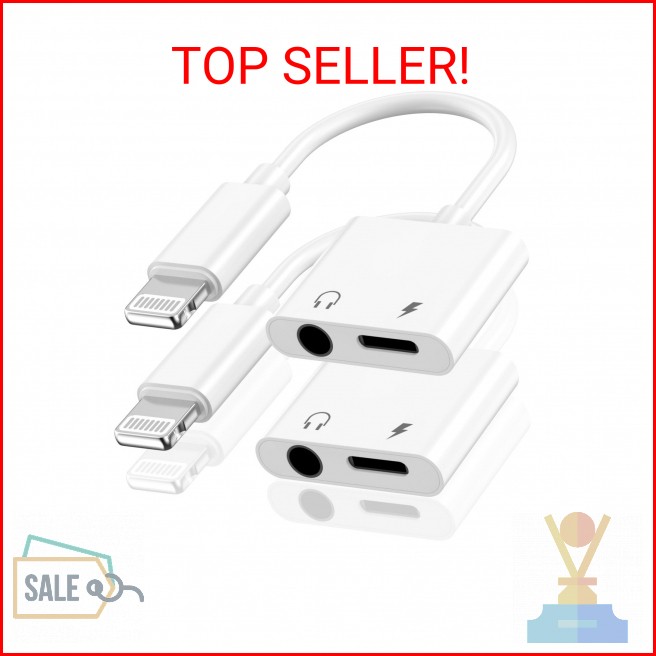 [Apple MFi Certified] iPhone Headphones Adapter, 2 Pack 2 in 1 Lightning to 3.5