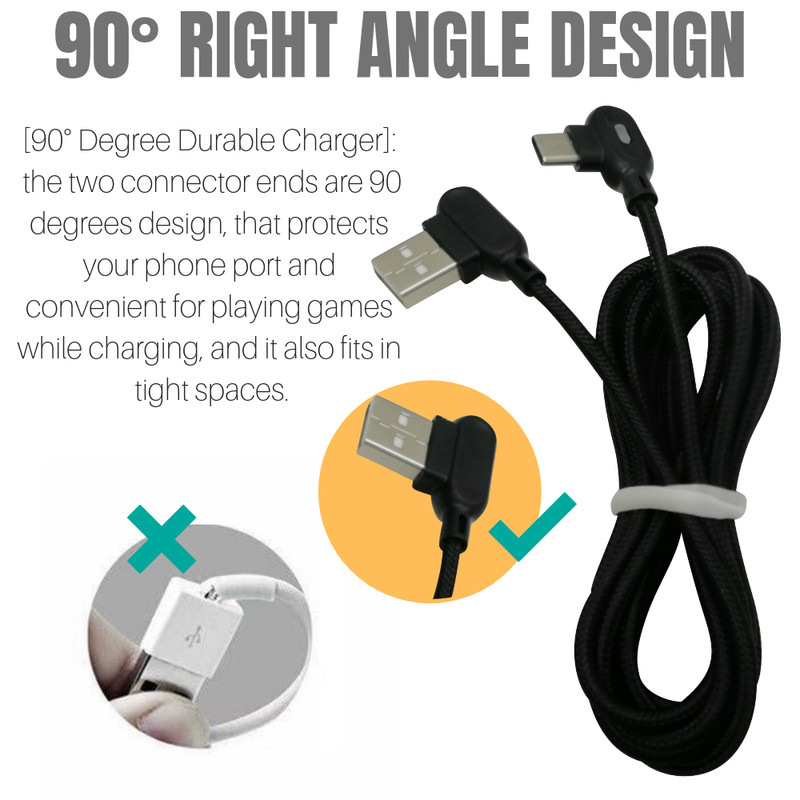 5Pack 3/6Ft 90 Degree Right Angle USB C Fast Charger Cable Lot TypeC For Samsung gallery
