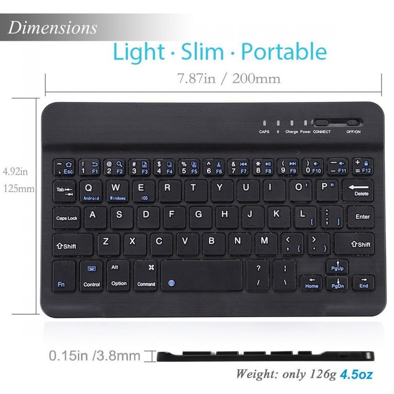 WIRELESS KEYBOARD ULTRA SLIM RECHARGEABLE PORTABLE COMPACT for PHONES gallery