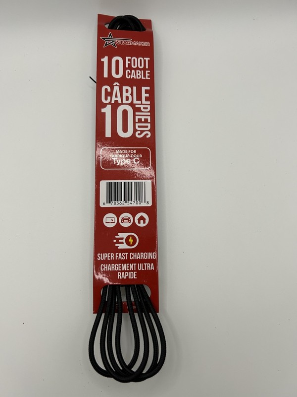 StarMaker Cable Type C Fast Charging 10 Ft