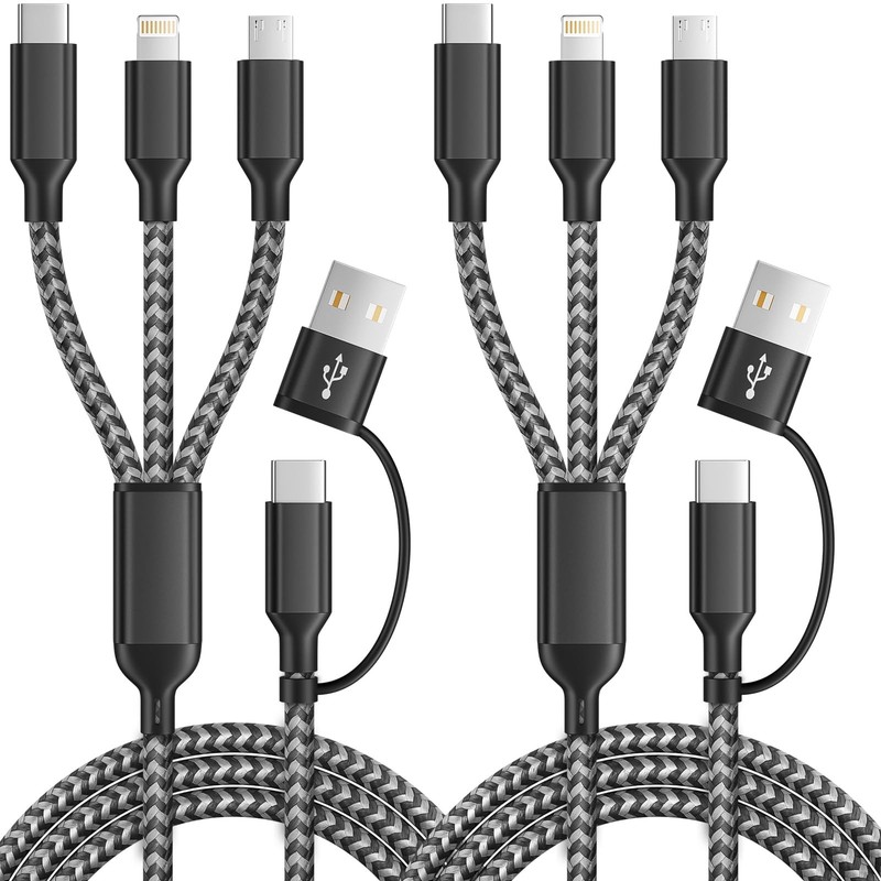 Multi Charging Cable 5 in 1 2Pack 5FT USB C/A Multi Charger Cable to Type-C/M...
