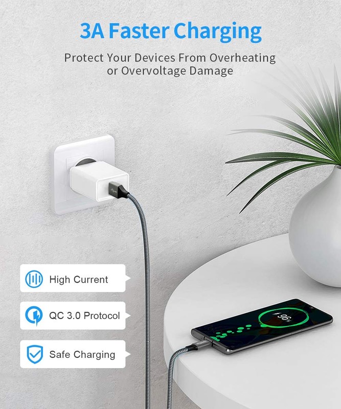 2 Pack USB C Fast Charging Cable 6FT Braided Type C Charger Cord for Android USA gallery