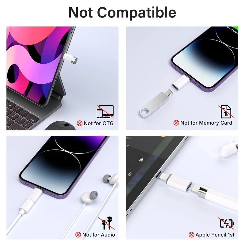 USB C Type C to Lightning Adapter MFi Certified 27W Fast Charging - 4 Pack gallery