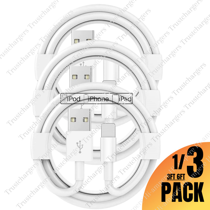 1/3Pack 3/6FT USB Data Fast Charger Cable For Apple iPhone 6 7 8 XR 11 12 13 14