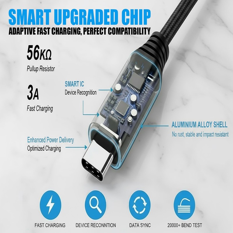 10-Pack USB -Cables [6.6ft | 3A Fast Charge | Braided] – USB-A to USB-Charger... gallery