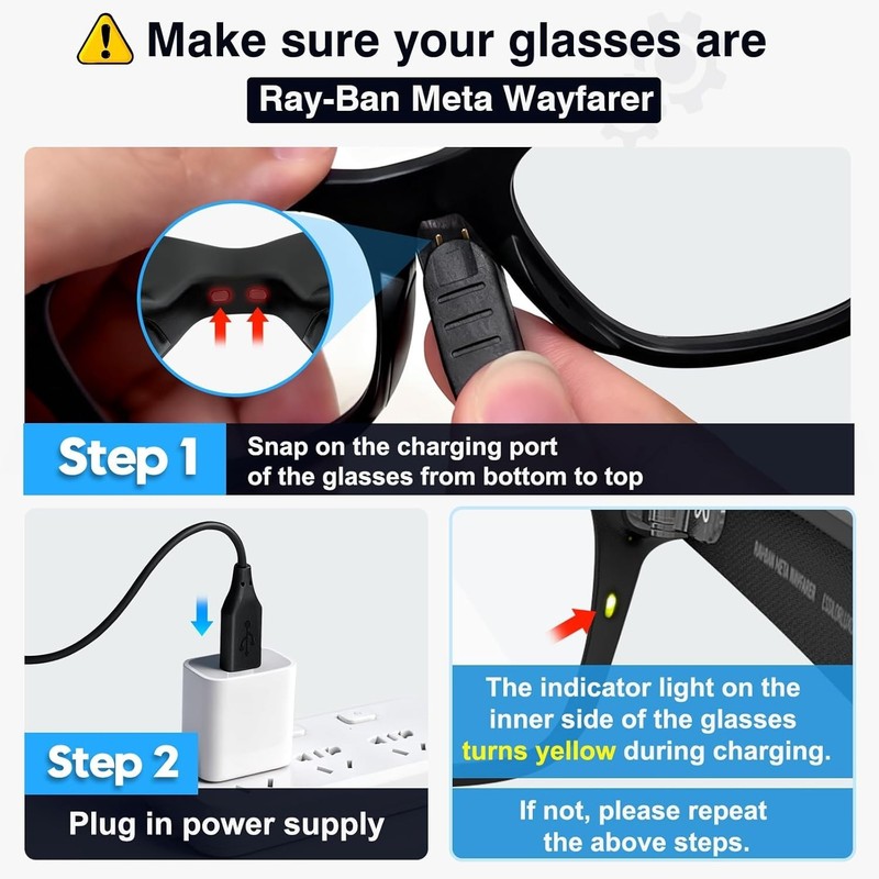 Lightweight USB Charger for RayBan Meta Accessories - Fast Clip-On Design gallery