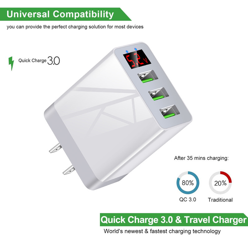 3 Port Fast Quick Charge USB Hub Wall Charger Power Adapter for iPhone Samsung gallery