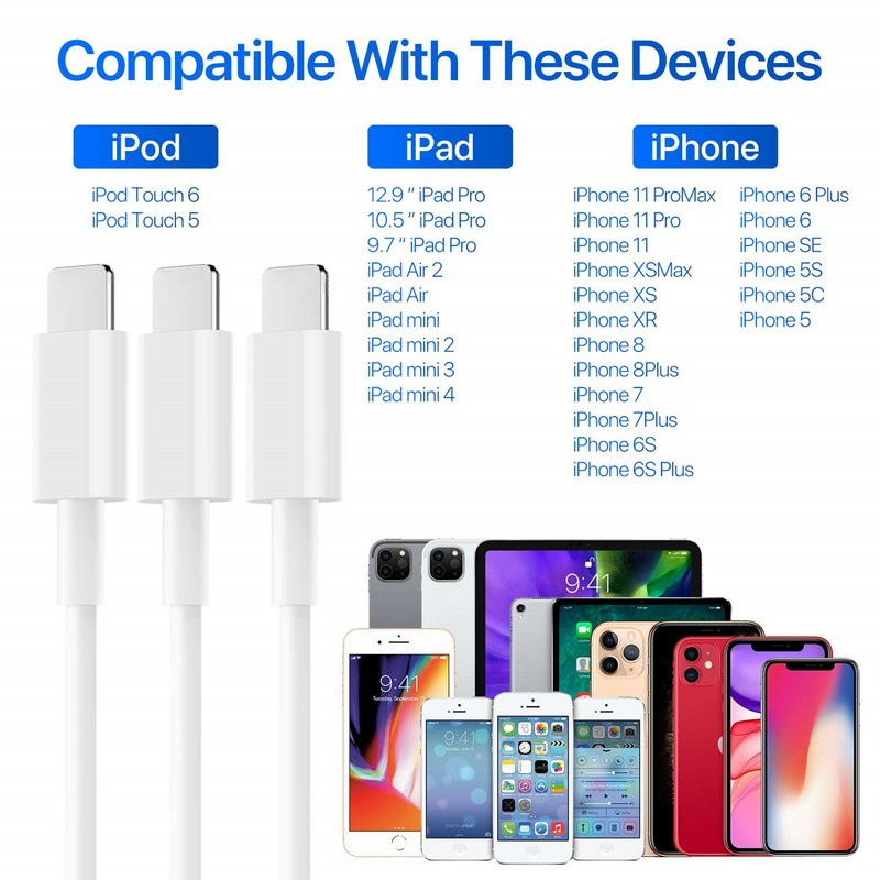 For iPhone 5 6 7 8 XS X XR iPad USB Charger Cable Heavy Duty Charging Cord 3/6Ft gallery