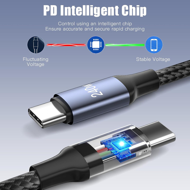 240W USB C Coiled Cable Braided Fast Charge Cord iPhone 17 Samsung Google Pixel gallery