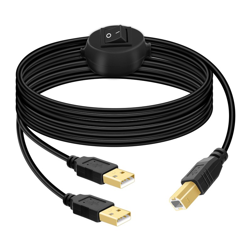 USB B Printer Cable Splitter USB B to USB A Printer CableUSB-B Male to Dual U…