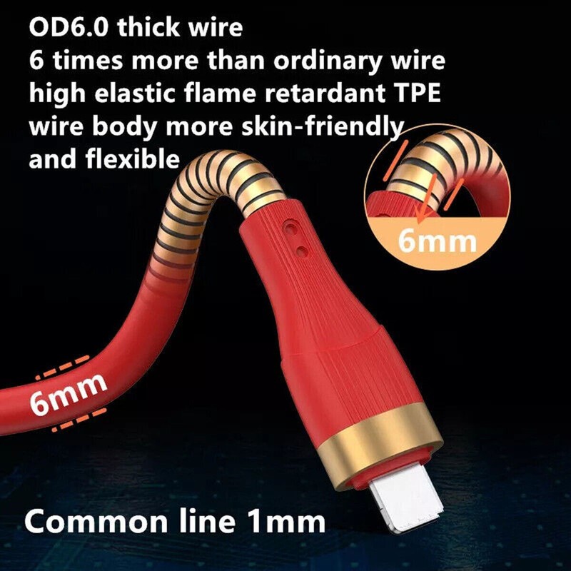 120W 6A EXTRA THICK USB TYPE C CABLE FAST CHARGING WIRE USB-C CHARGER DATA CORD gallery