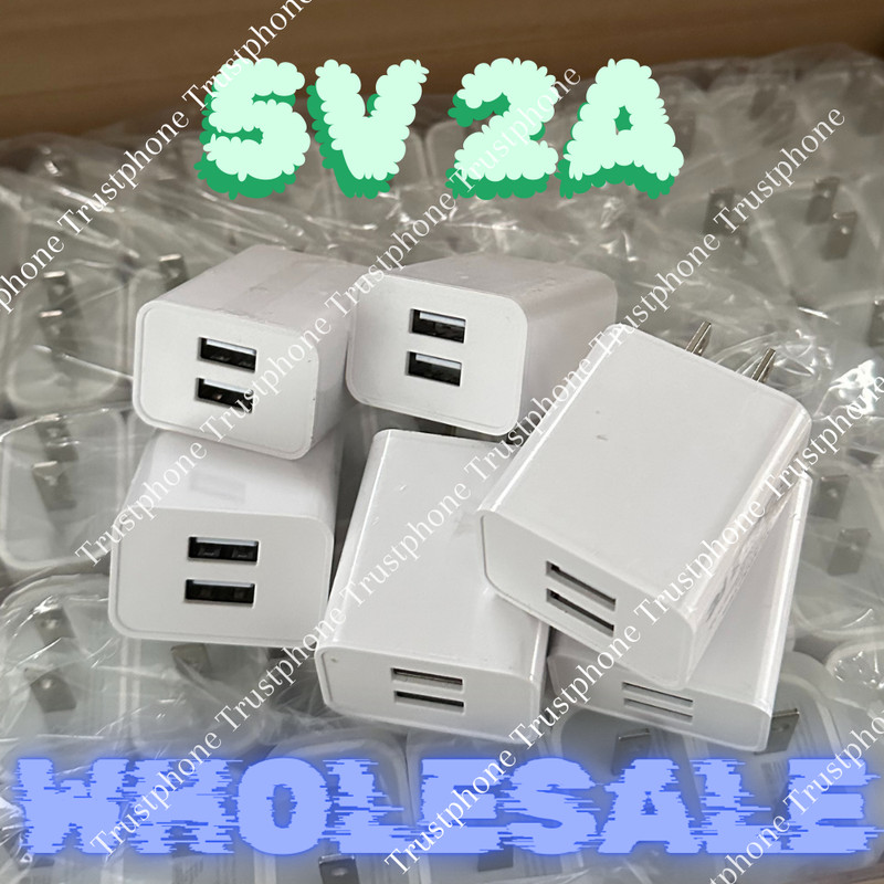 USB Double Wall Fast Charger Adapter Dual 5V2A For iPhone Samsung USB-A Plug Lot