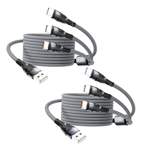 Multi USB C Cable [3.1A 4Ft 2-Pack], QC 3.0 Type C Splitter Fast Charging