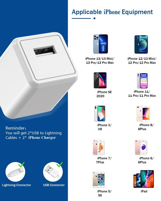 iPhone Charger Cord 6FT, [Apple MFi Certified] 2 Pack Lightning Cable Cube Ph... gallery