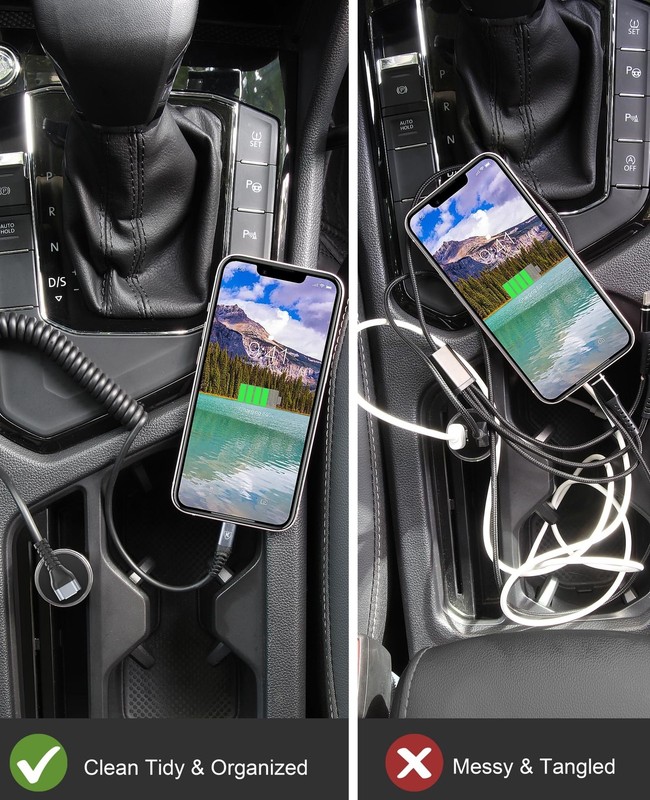 90 Degree Coiled USB C Cable for Car 3FT/6FT, USB C to C Cable Fast Charging,... gallery