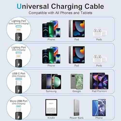 Multi Charging Cable, Retractable USB Fast Charger Cord 4 in 1 Chargers gallery