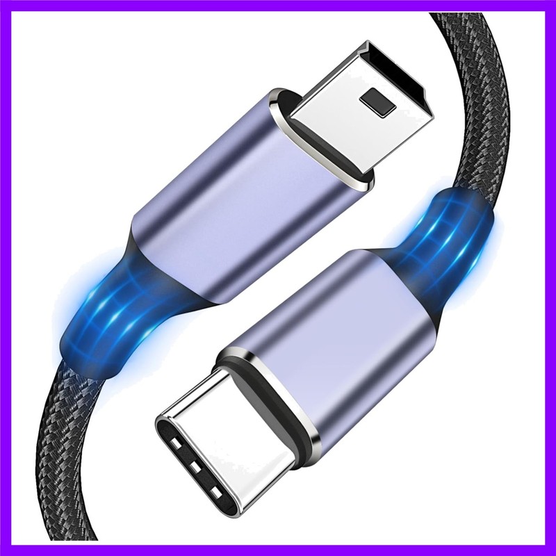 USB C to Mini USB Cable1FT, [Aluminum Shell, Braided] Durable Mini-B 5-Pin