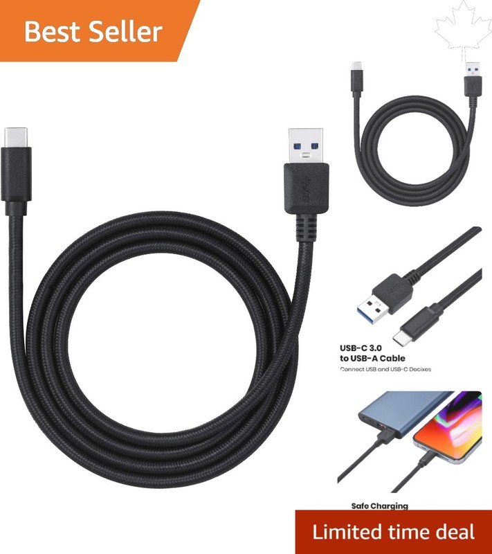Luxury 3 Ft USB Type-C to USB-A Braided Cable for Fast Charging & Data Transfer