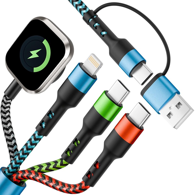 Travel Essentials 4 in 2 Multi Charging Cable for iWatch Charger, 1Pcs 5FT