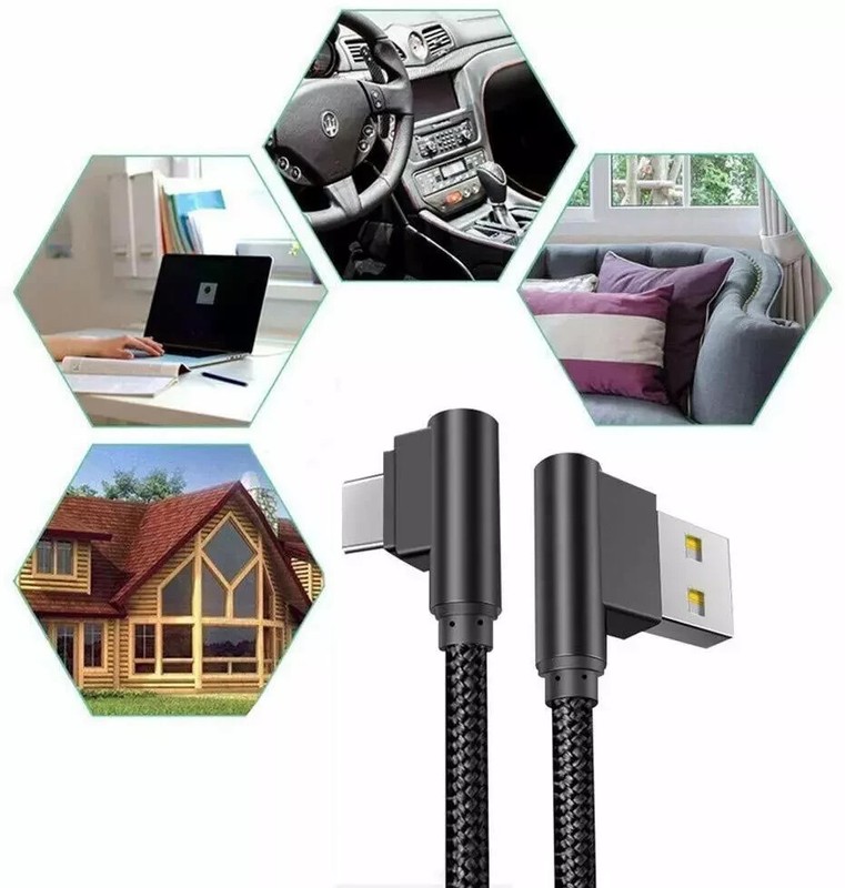 90 Degree Right Angle USB-C Cable Charger Cord For Galaxy S24 S23 S22 S21 Ultra gallery