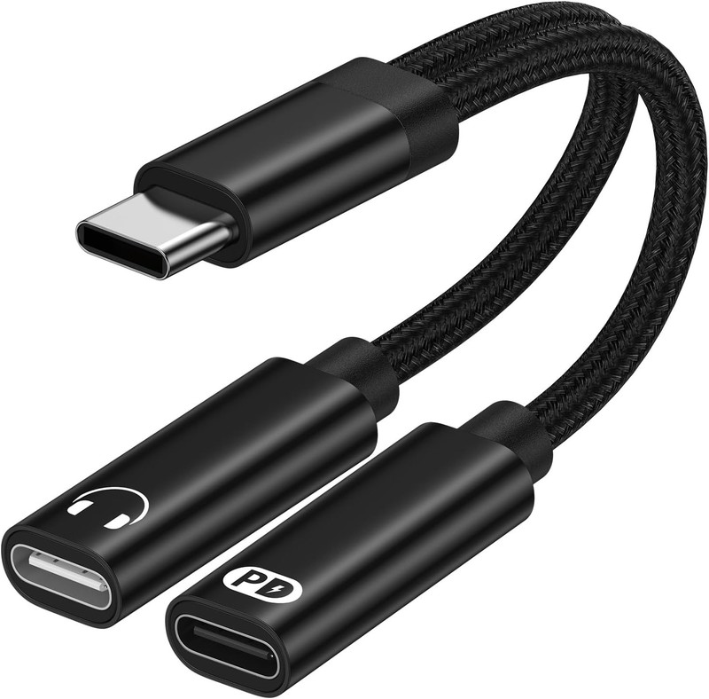 USB C Splitter Cable,Dual USB C Headphone Charger Adapter for Samsung Galaxy A17