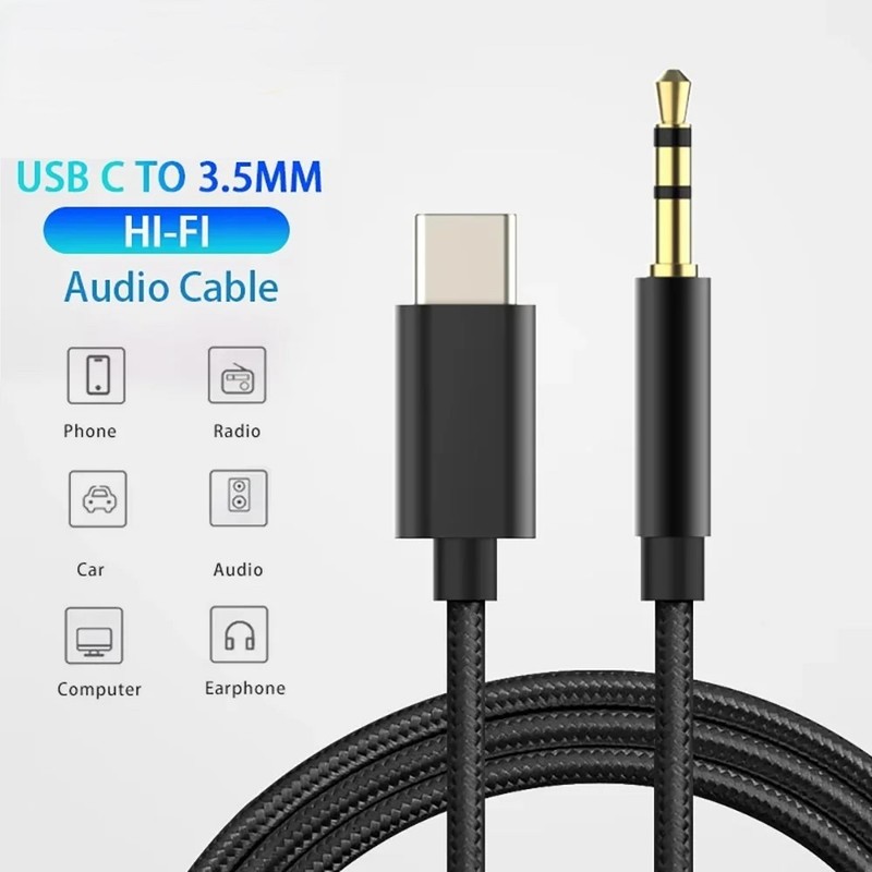 USB C to 3.5mm Aux Cable Audio Adapter Cord Car Speaker Headphone Jack Male 3.5 gallery