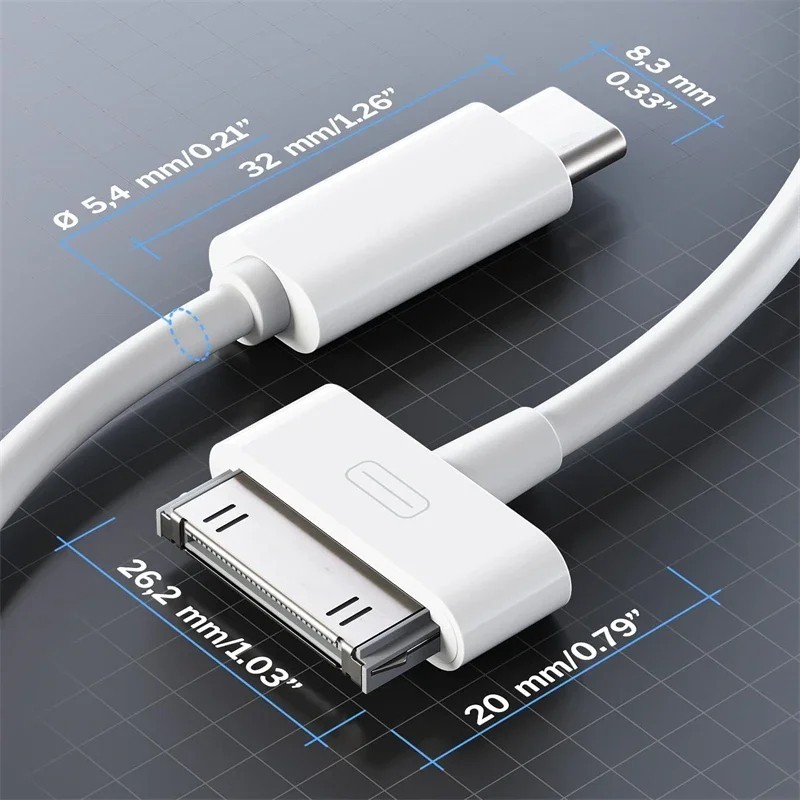 30-Pin To USB C Adapter Charging Data Sync Cable for IPhone 4 4S 3GS IPad 3 2 gallery