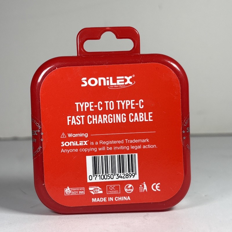 Sonilex USB-C To USB-C 1M Fast Charging Cable - Red (Many Available) gallery