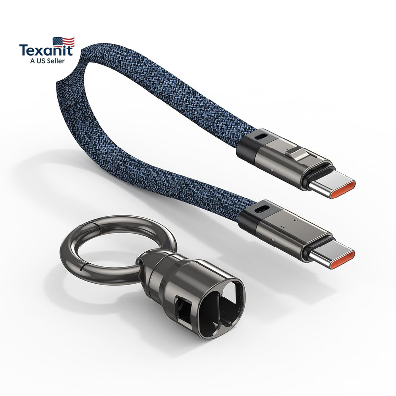 USB C Cable Keychain Charger Cable, Short 240W PD Fast Charging Cord, USB C to U