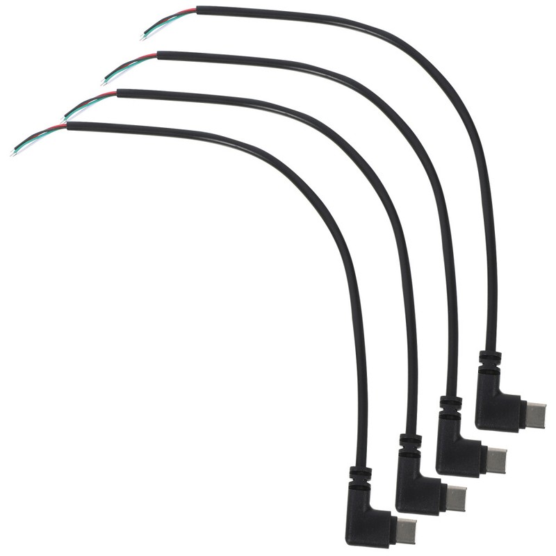 4 Pcs Type Plug USB Cable Data Wire Short Angled Right-angle Extension