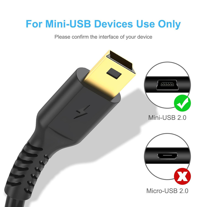 6FT Mini USB Cable, Standard USB 2.0 Type a Male to Mini B Male Charger Cord Com gallery