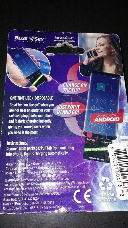 2 Android Instacharger Micro USB Connector One-Time Use LOT of 2 gallery