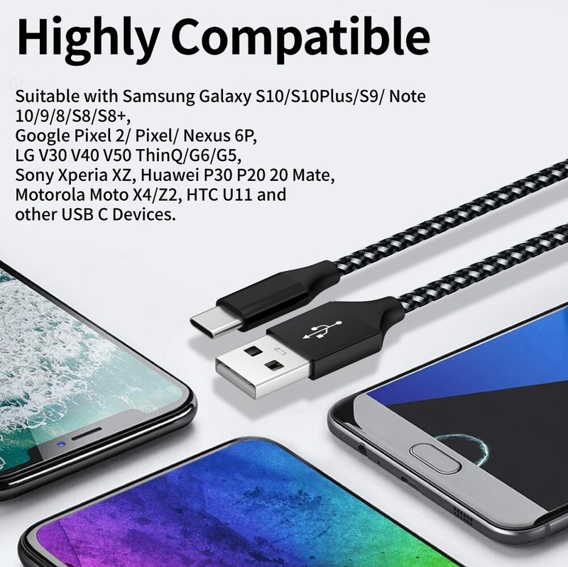 3 Pack (3ft + 6ft + 10ft) Usb To Type c Cable 3a Fast Charging Cable gallery